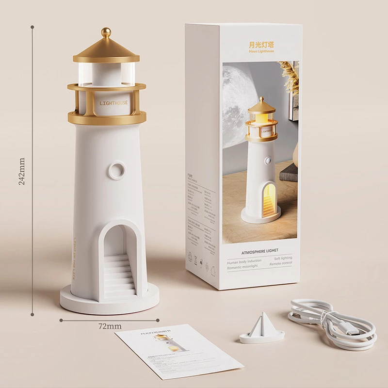 Проектор-нічник A08 Lighthouse 2in1 + Bluetooth колонка – White. Фото 6 з 8