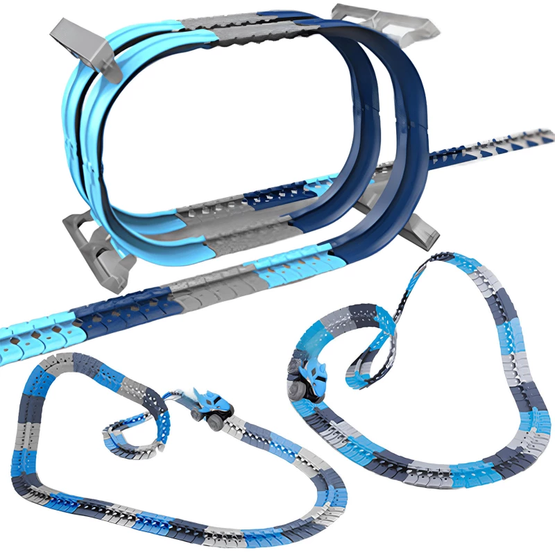 Інтерактивний трек із інерційною машинкою SHT 5510-9 Deluxe Edition Shark Trak (138pcs/1CAR) – Blue. Фото 1 з 3