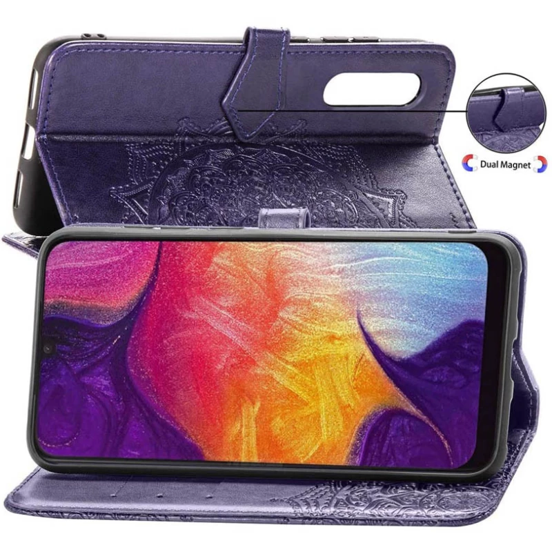 Шкіряний чохол-книжка Art Case з візитницею для Samsung Galaxy A70 (A705F) – Фіолетовий. Фото 4 з 6
