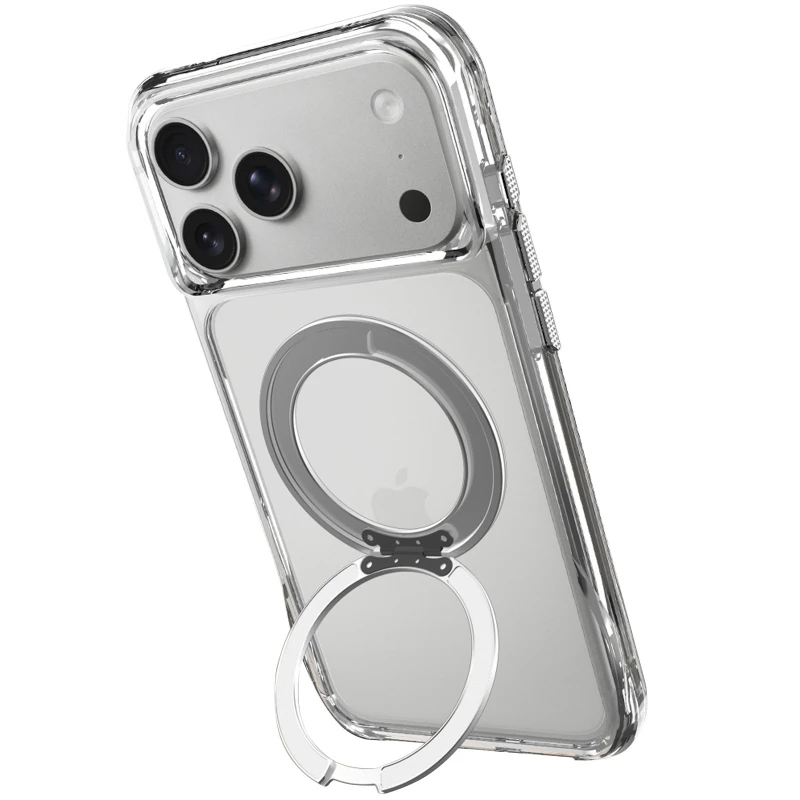 TPU+PC чехол Space Octagon MagSafe with aluminium ring для Apple iPhone 17 Pro Max (6.9") – silver. Фото 4 из 5