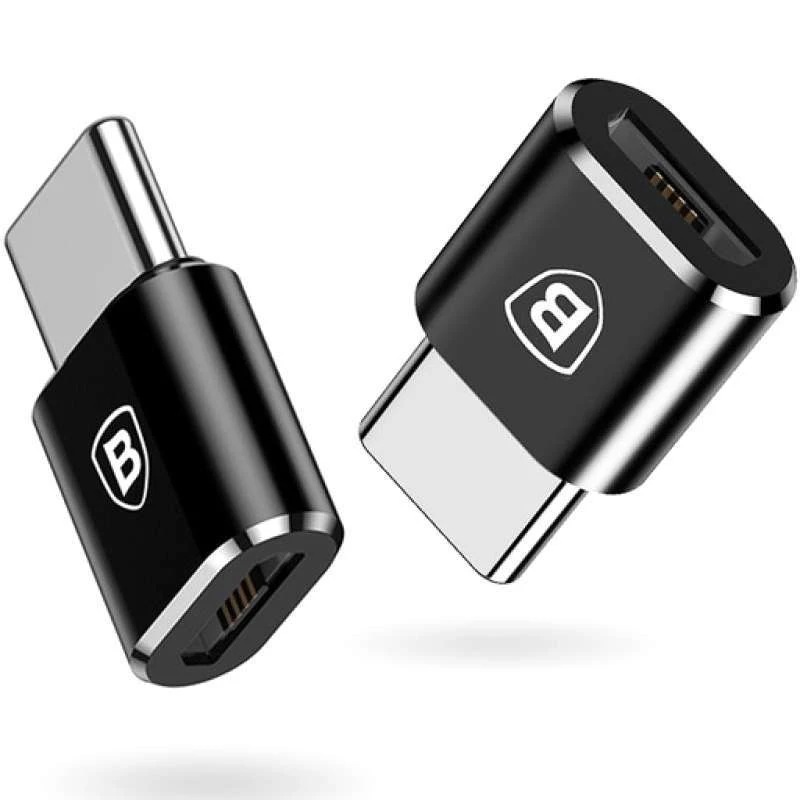 Перехідник Baseus microUSB to Type-C – Чорний. Фото 2 з 4