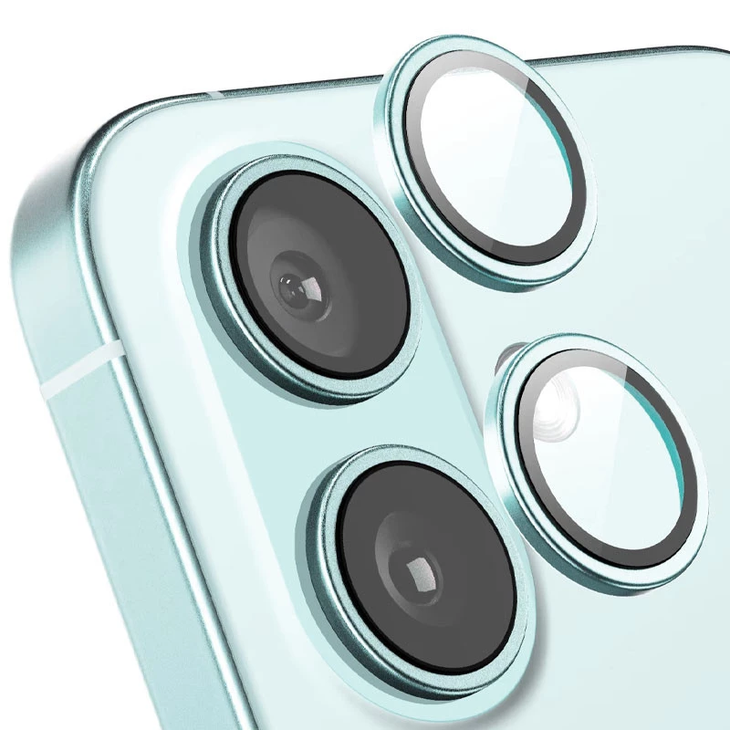 Металеве захисне скло на камеру на Apple iPhone 16 Plus – Бірюзовий / Azure. Фото 2 з 2