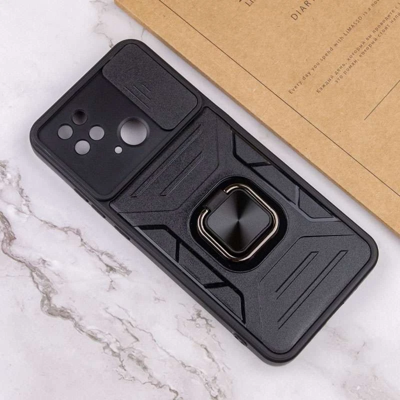Протиударний чохол Flash зі шторкою для камери та кільцем на Xiaomi Redmi 10C – Чорний. Фото 7 з 7