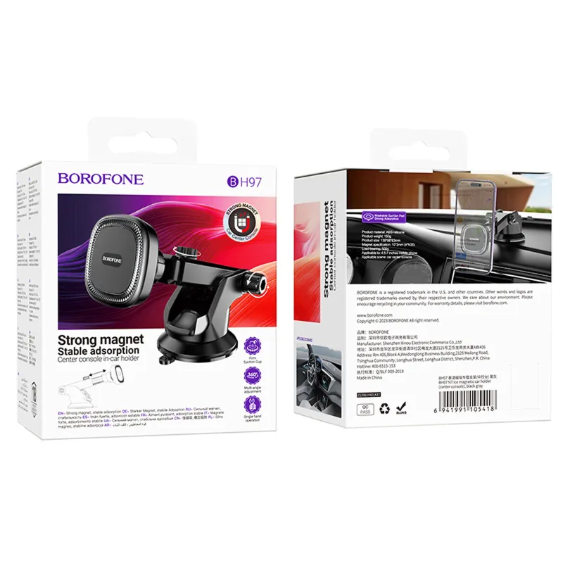 Автотримач Hoco H97 Eminent pull clip (center console) – Black. Фото 2 з 6