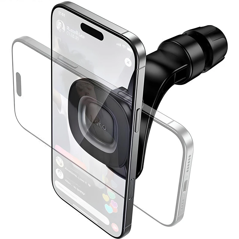 Автодержатель Hoco H99 Crown magnetic – Black metal gray. Фото 3 из 6