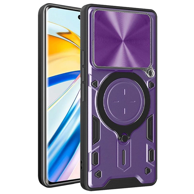 Ударостійкий чохол Bracket Ringstand із захисною шторкою для камери на Xiaomi Redmi Note 14 5G – Purple. Фото 5 з 5