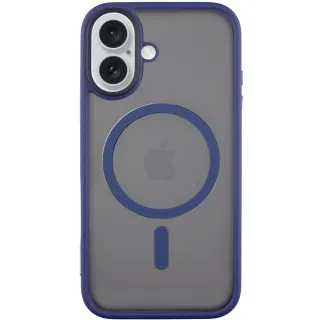 TPU+PC чехол Metal Buttons with Magnetic Fit для Apple iPhone 16 — Синий / Navy Blue
