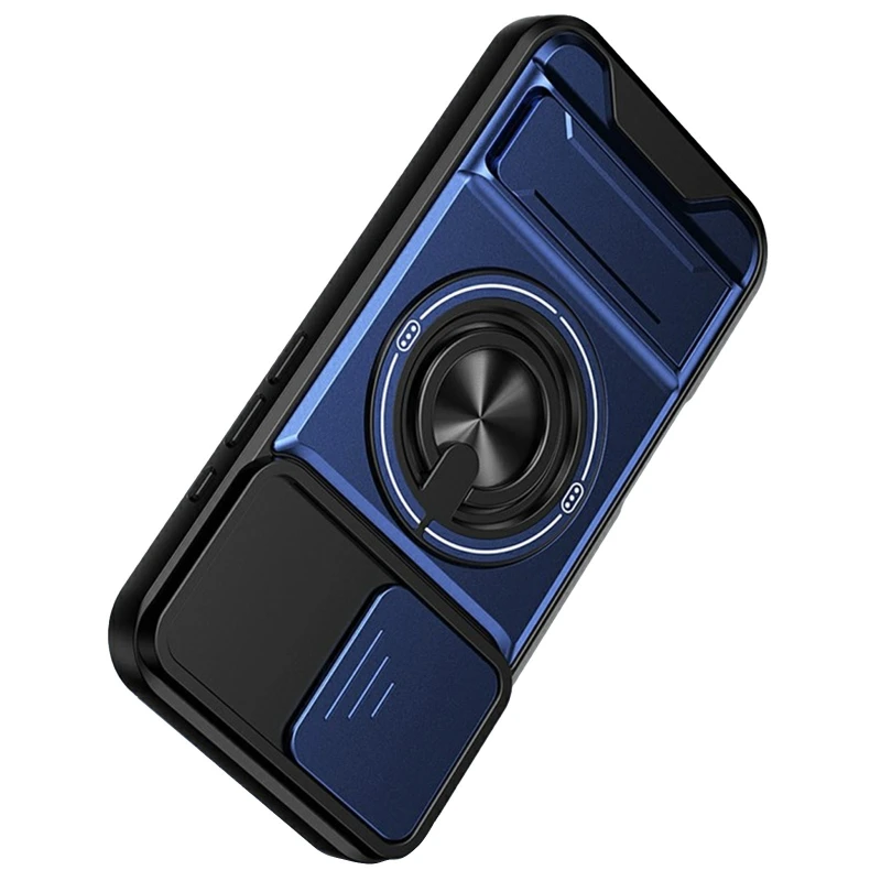 Ударостійкий чохол Camshield StandRing case для Apple iPhone 13 (6.1") – Blue. Фото 2 з 2