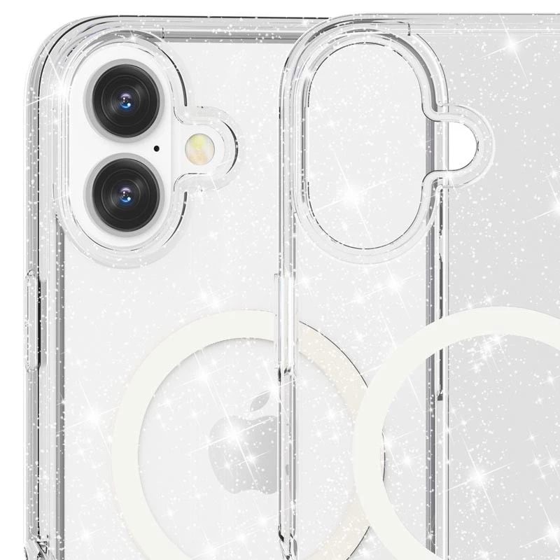 Чехол с блестками и MagSafe на Apple iPhone 16 – Clear+Glitter. Фото 3 из 4