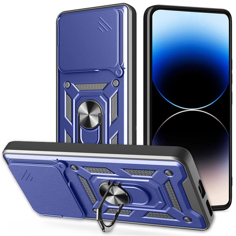 Ударопрочный чехол Ummi Camshield Serge Ring (in box) для Xiaomi Poco F7 – Синий / Navy. Фото 3 из 3