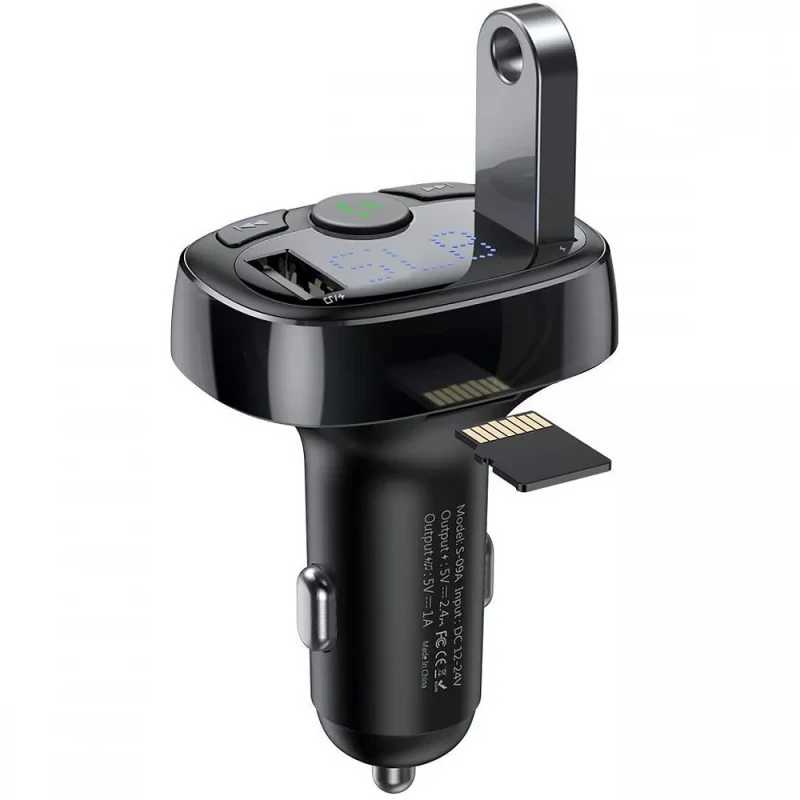 АЗУ FM модулятор Baseus S-09A 10W (2USB-A) (CCMT) – Black. Фото 4 из 6