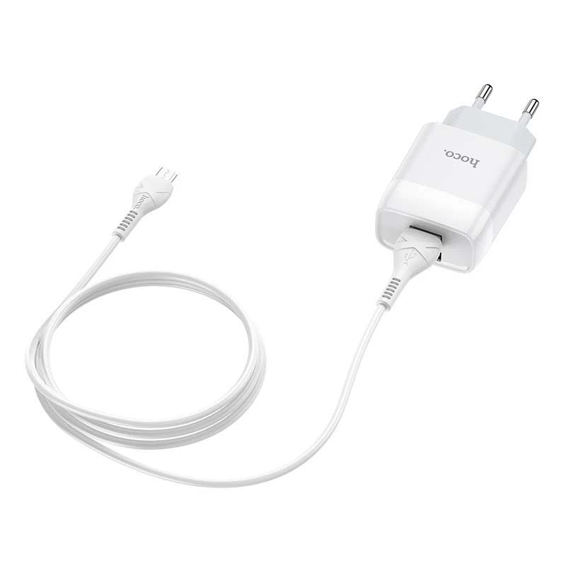 МЗП HOCO C73A (2USB/2.4A) + microUSB – Білий. Фото 4 з 7