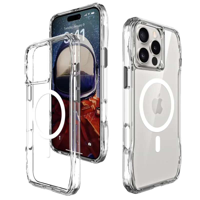 Чохол TPU Space Octagon with Magnetic Fit для Apple iPhone 16 Pro Max – Clear. Фото 4 з 5
