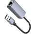 Перехідник Hoco UA37 Portable USB to RJ45 1000 Mbs (0.15m) – Metal gray. Фото 2 з 5