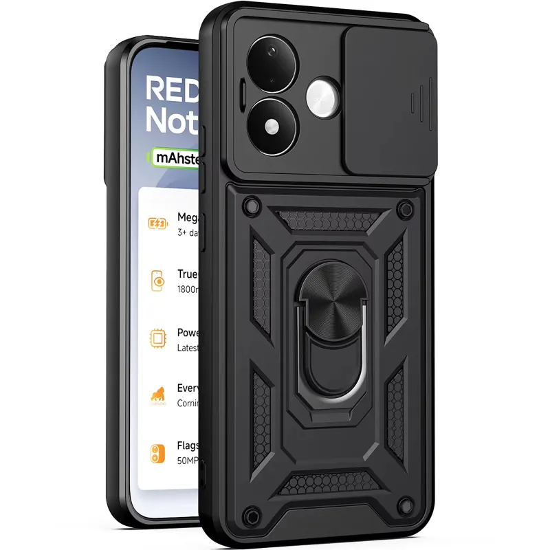 Ударопрочный чехол Ummi Camshield Serge Ring (in box) для Xiaomi Redmi Note 17 – Черный / Black. Фото 1 из 3