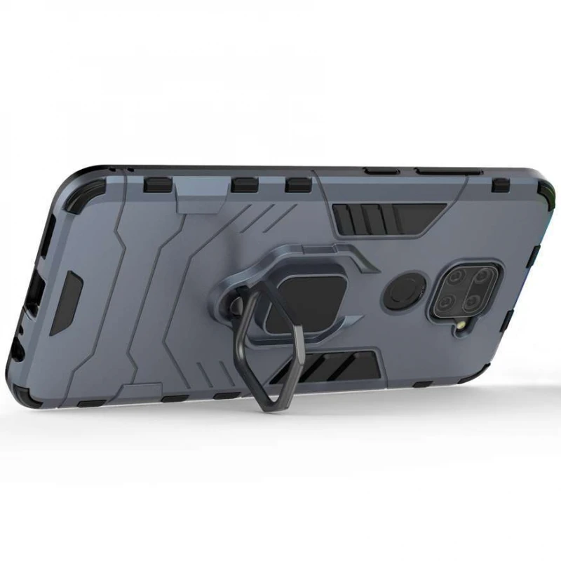 Протиударний чохол Transformer з кільцем на Xiaomi Redmi Note 9 / Redmi 10X – Сірий / Metal slate. Фото 3 з 5