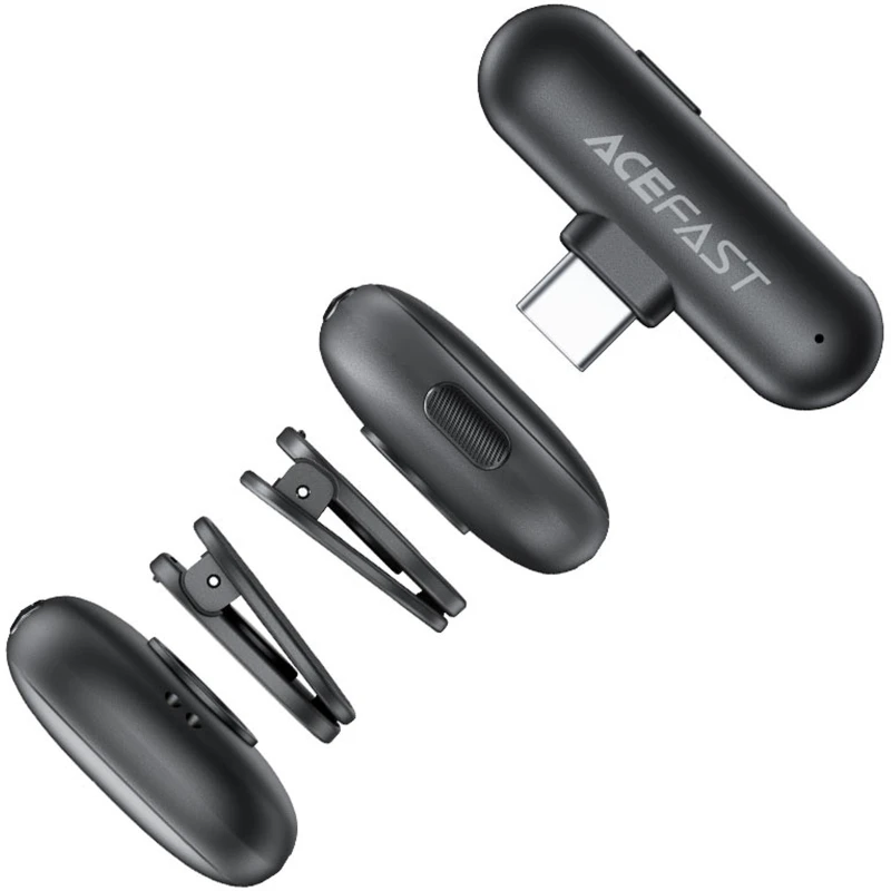 Петличный беспроводной микрофон Acefast R1 Lightning – Black. Фото 3 из 5