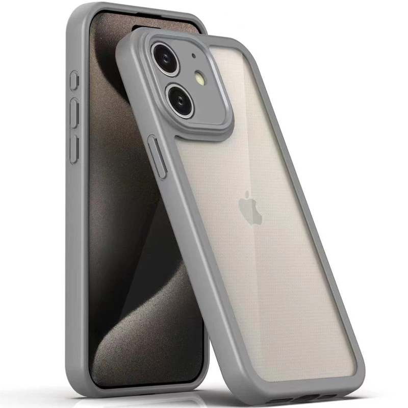 

Прозрачный силиконовый чехол с цветной окантовкой для Apple iPhone 12 (6.1") (Grey)