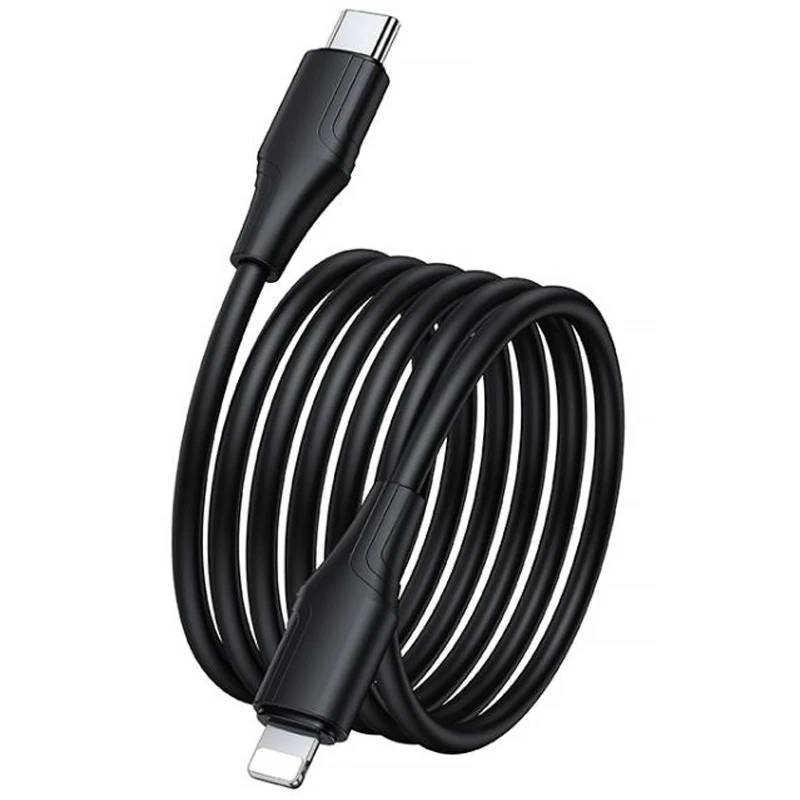 Дата кабель Hoco X124 Bien silicone Type-C to Lightning 27W (1m) – Black. Фото 3 з 4