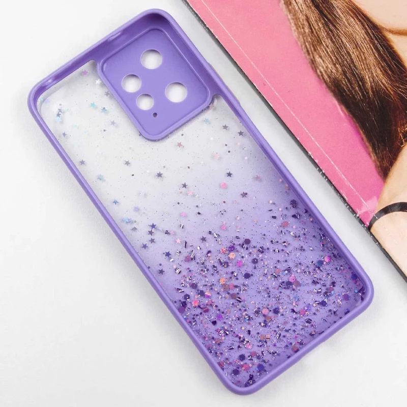 Чохол з блискітками та захистом камери на Xiaomi Redmi Note 12 4G – Бузковий. Фото 6 з 9