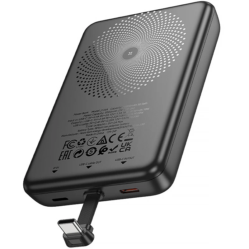 Портативний ЗП Power Bank Hoco J133A Triumph PD20W + Type-C з БЗП 10000 mAh – Black. Фото 4 з 6