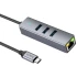 Перехідник HUB Hoco HB34 Easy link Type-C Gigabit network adapter (Type-C to USB3.0*3+RJ45) – Metal gray. Фото 2 з 8