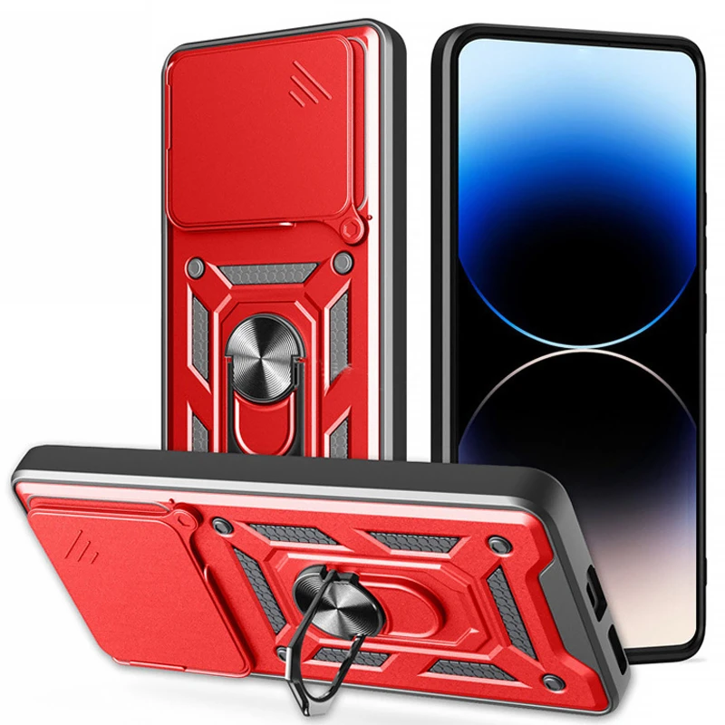 Удароміцний чохол Ummi Camshield Serge Ring (in box) для Xiaomi Poco M7 pro 5G – Червоний. Фото 2 з 3