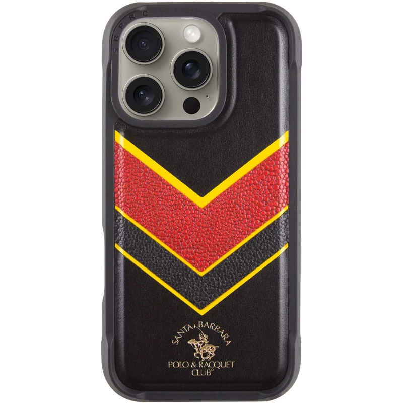 Кожаный чехол Polo Santa Barbara Barton для Apple iPhone 16 Pro Max – Black / Yellow. Фото 2 из 12