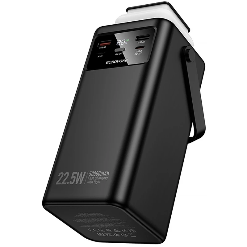 Портативное ЗУ Power Bank Borofone BJ65A High 22.5W+PD20W with cable 50000 mAh – Black. Фото 6 из 6