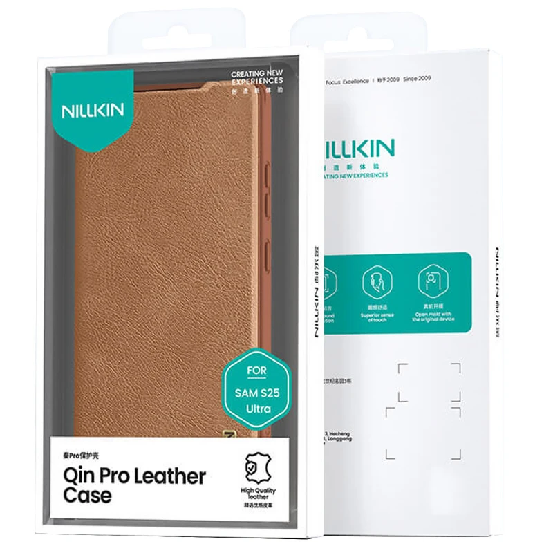 Шкіряний чохол-книжка Nillkin Qin Pro Camshield для Samsung Galaxy S25 Ultra – Коричневий. Фото 5 з 5