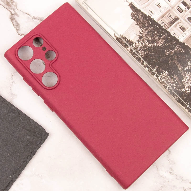 Кольоровий силіконовий чохол GETMAN із закритою камерою для Samsung Galaxy S24 Ultra – Бордовий / Marsala. Фото 5 з 7