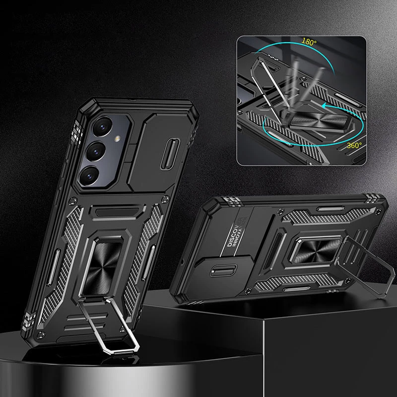 Ударостійкий чохол Square Ring зi шторкою на камеру на Samsung Galaxy A56 5G – Чорний / Black. Фото 8 з 16