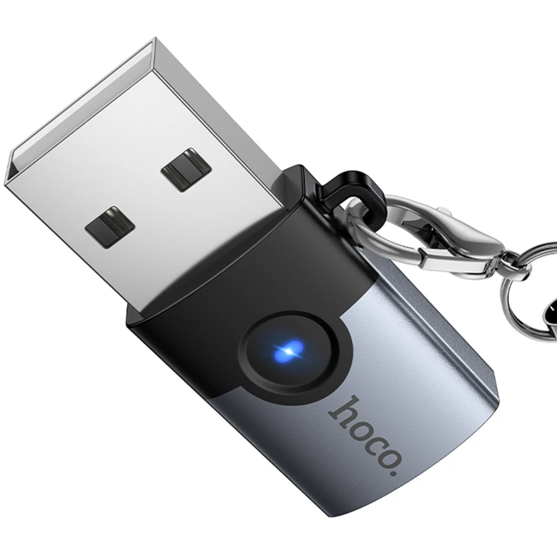 Перехідник Hoco UA46B USB Male to Type-C Female USB3.0 – Metal gray. Фото 5 з 6