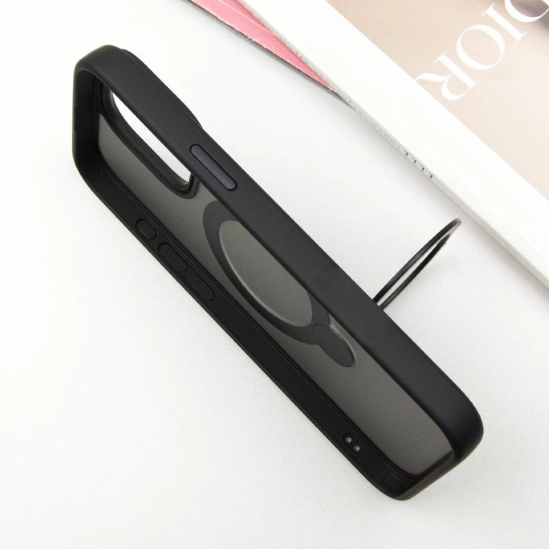 Кольоровий TPU+PC з металевими кнопками, кільцем та MagSafe на Apple iPhone 15 (6.1") – Black. Фото 7 з 10