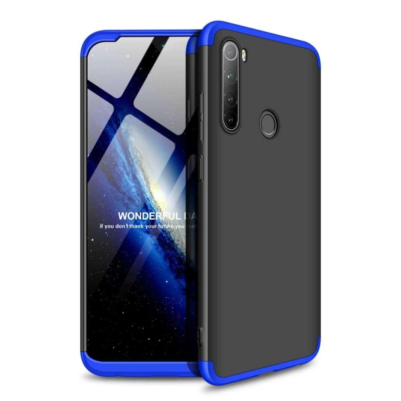 

Чохол із захистом GKK 360 градусів на Xiaomi Redmi Note 8 (Чорний / Синій)