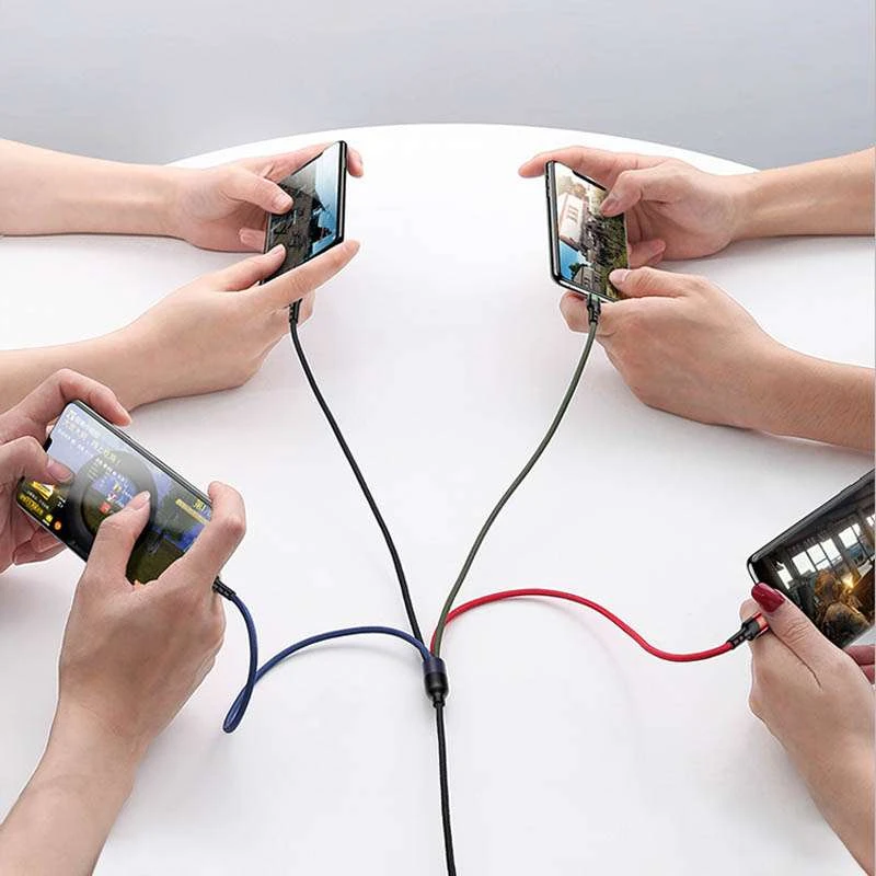 Дата кабель Usams US-SJ411 U26 4in1 USB to Combo 2A (0.35m) – Чорний. Фото 3 з 5