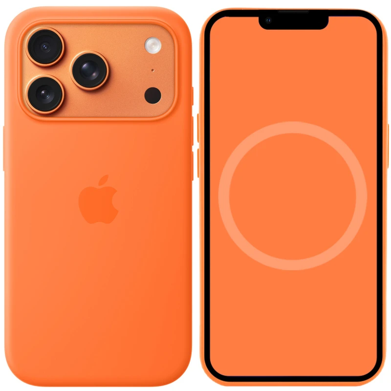 Чохол Silicone case (AAA) with Magsafe and Animation для Apple iPhone 17 Pro (6.3") – Orange. Фото 1 з 2