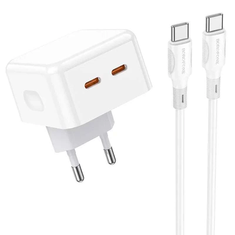 

СЗУ Borofone BA76A Source PD35W (2Type-C) + Type-C to Type-C (White)