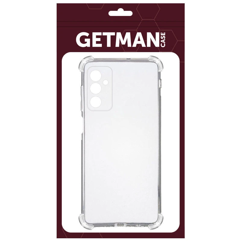 Ультратонкий силиконовый чехол GETMAN с крытыми бортами та камерою на Samsung Galaxy A18 – Бесцветный (прозрачный). Фото 1 из 4