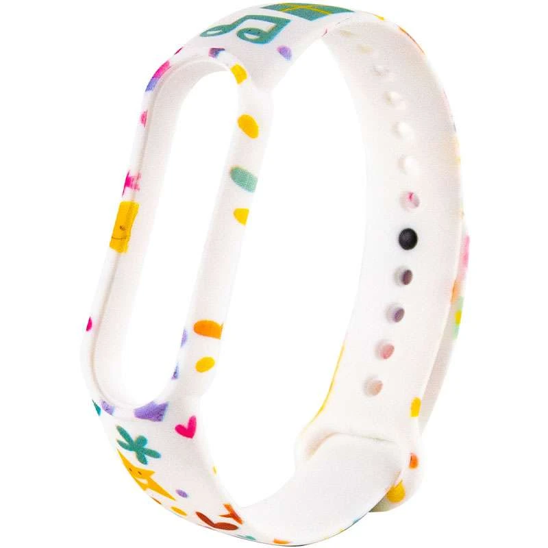 

Силиконовый ремешок с рисунком для Xiaomi Mi Band 6 (Праздник / Белый), Свято / білий