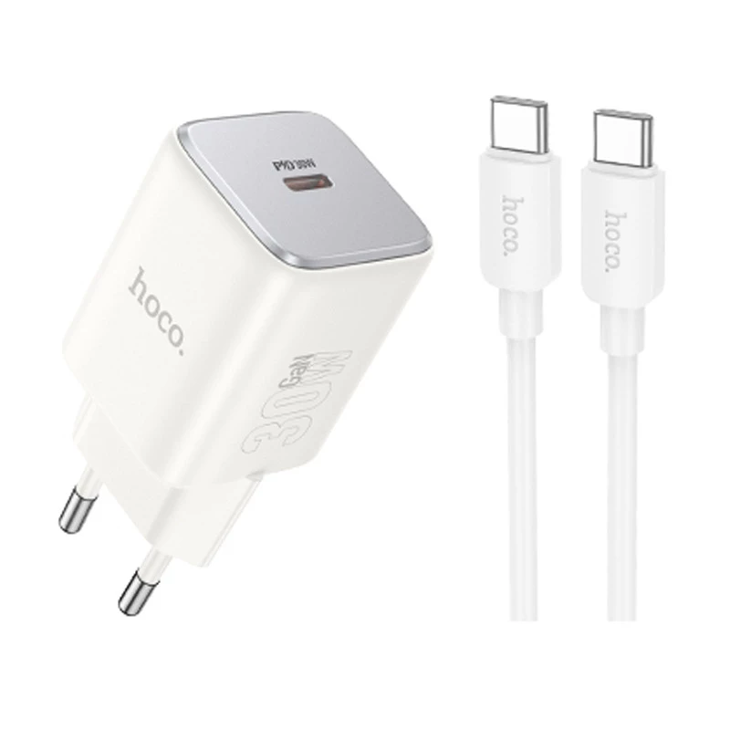 

МЗП Hoco N43 Vista 1C PD30W + Type to Type-C (Moonlight white)