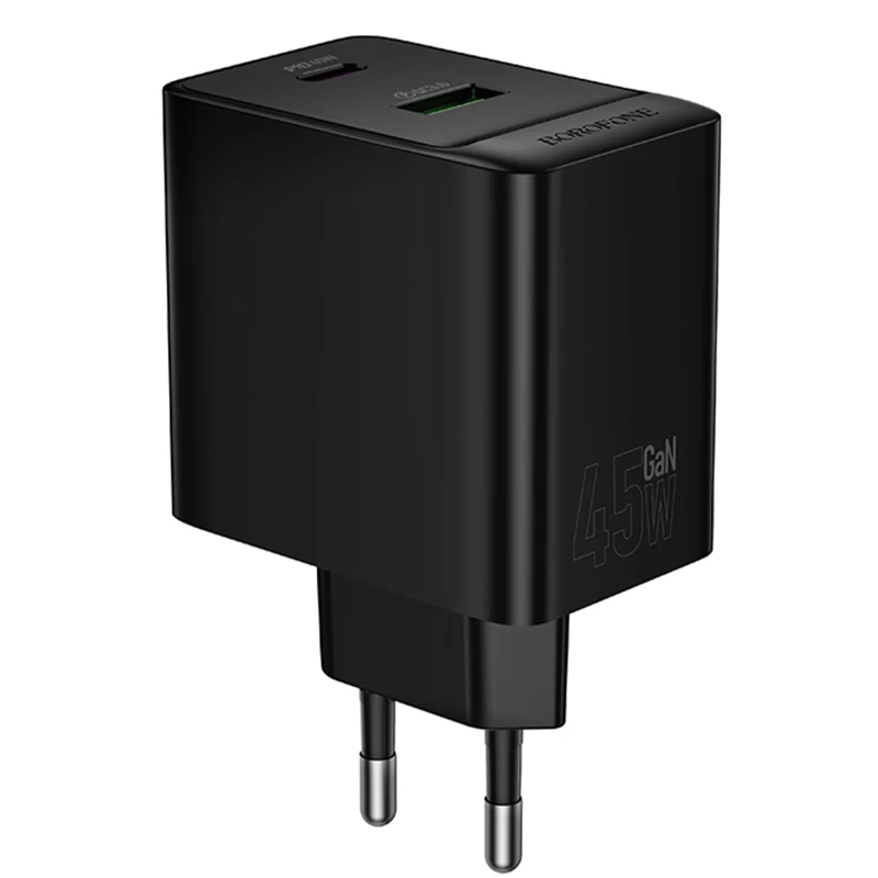 МЗП Borofone BAS16A Erudite PD45W+QC3.0 (1USB-A/1C) – Black. Фото 5 з 6