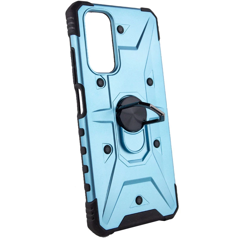 Ударостойкий чехол Pathfinder с кольцом для Xiaomi Redmi Note 11 (Global) / Note 11S – Голубой / Light Blue. Фото 3 из 5