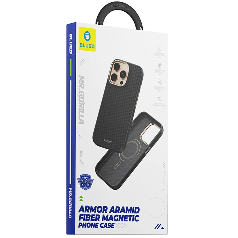 TPU+PC чехол Blueo Aramid Fiber with MagSafe для Apple iPhone 16 Pro Max – Black. Фото 2 из 2