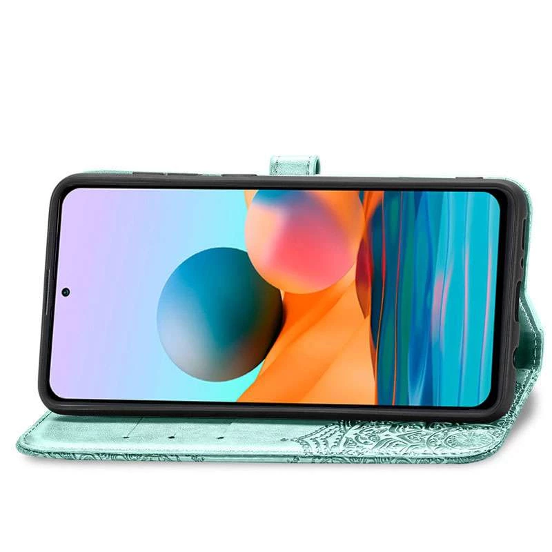 Шкіряний чохол-книжка Art Case з візитницею для Xiaomi Redmi Note 10 Pro – Бірюзовий. Фото 3 з 5