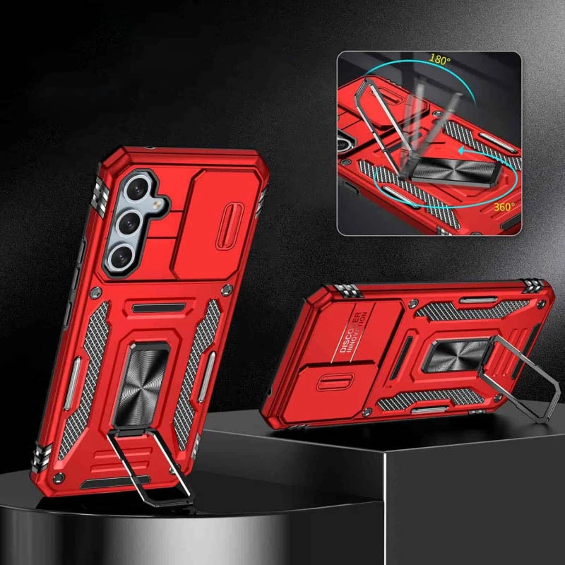 Ударостійкий чохол Square Ring зi шторкою на камеру на Samsung Galaxy A56 5G – Червоний / Red. Фото 7 з 17