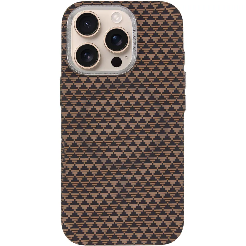 Чехол TPU+PC KVZV Triangular Pattern with Magnetic Fit для Apple iPhone 15 Pro Max (6.7") – Khaki. Фото 3 из 6