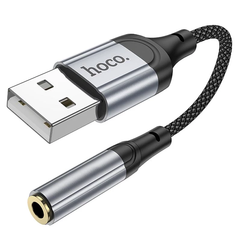 Перехідник Hoco LS36 Fresh USB to 3,5 AUX – Black. Фото 2 з 5