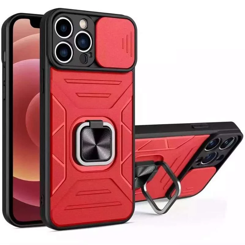 

Протиударний чохол Flash зі шторкою для камери та кільцем на Samsung Galaxy M12 (Red)