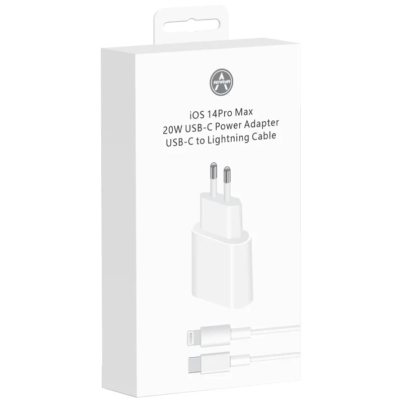 СЗУ Amaya AC20CL PD20W (1USB-C) + кабель Type-C to Lightning – White. Фото 2 из 2